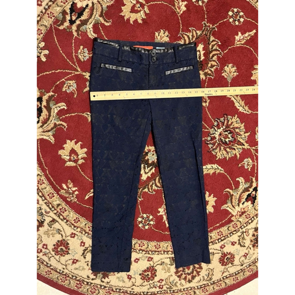 Anthropologie Cartonnier Pants Womens Blue Charlie Ankle Geometric Smooth Size 0 - Picture 2 of 8